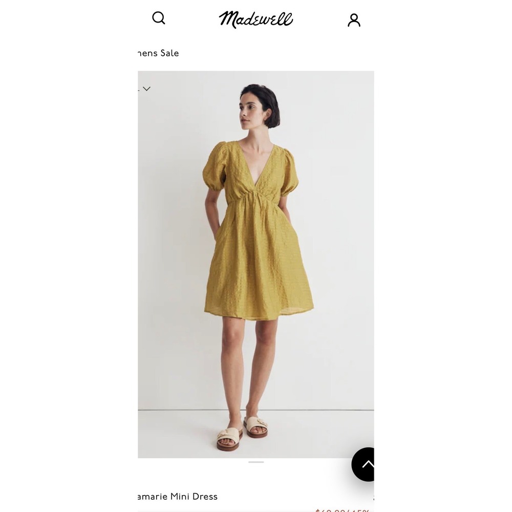 Madewell Citrus lime Anna Marie Mini Dress pockets and puffed sleeved